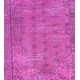 Pink Handmade Vintage Overdyed Turkish Carpet